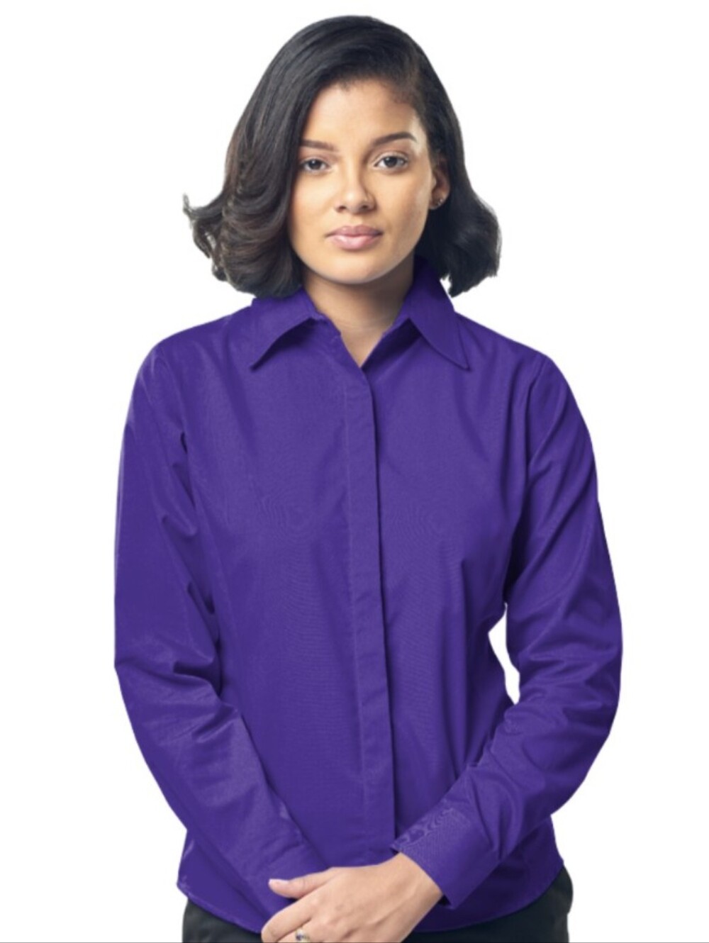 NWOT Lane Bryant Purple Long Sleeve Fancy Cuff Hide Away Button Up Shirt Size 20